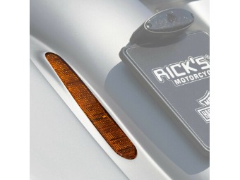 Ricks Harley Touring Fender CVO Turnsignal Lights orange, MY 2014 up with E-mark homologation