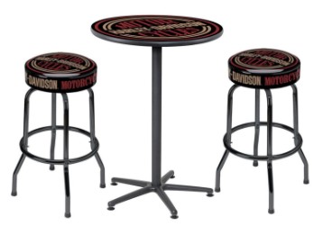 Harley-Davidson "Circle logo" Bartisch + 2 Bar Stühle Set