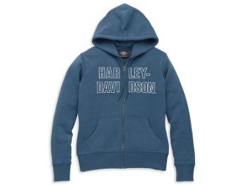 Women's Bar Font Embroidered Hoodie 96085-22VW Blue