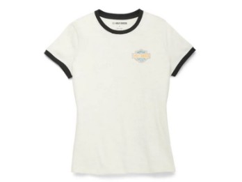 Damen T-Shirt "Racer Font Ringer Graphic" 96117-22VW Weiß