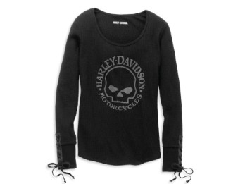 Willie G Skull Laced Detail Waffle Knit Top women