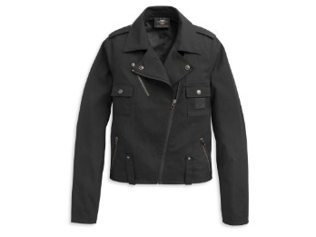 Women's Asymetrical Zip Biker Jacket 97451-21VW Black Bar & Shield