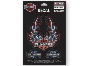 Harley-Davidson 3-piece Sticker Set DC245813 Wings Heart Red Black