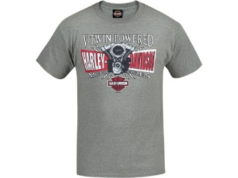 Harley-Davidson -V-TWIN SPLIT- Dealer T-Shirt R003414 Grey Cotton Tee