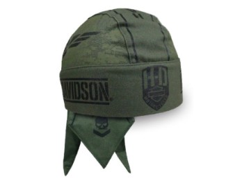 Harley-Davidson® Men's Military Skull Badge Bandana, Olive Green HW09325
