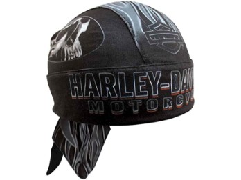 Harley-Davidson Men's Engulfed Flaming Skull bandana, moisture wicking HW15290 Black