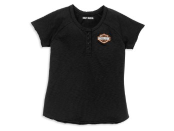Iconic Raw Edge Detail Four Button Henley Women