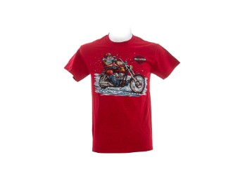 Ricks Harley-Davidson Dealer Shirt -Santa Ride- R003786 Bar & Shield Cherry Red