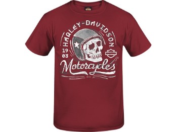 Harley-Davidson -Rusty Skull- Men's Dealer T-Shirt R004131 Cardinal Cotton Tee