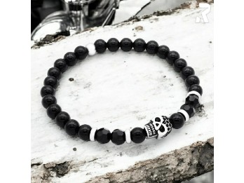 Damen Totenkopf Armband "Dark Queen" Onyx & Brillantschliff-Kristalle