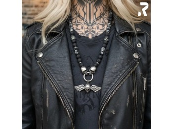 Massive Biker Halskette "Rock Rebel" Lavastein by Rockyfy