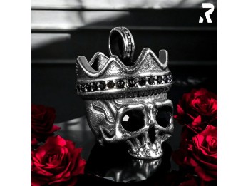 Edelstahl Totenkopf Anhänger "Dead King" by Rockyfy – Rockige Eleganz mit Kristallen
