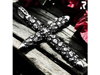 Roxkyfy Edelstahl Kreuz Anhänger "Skullcross" by Rockyfy – Prächtiges Skull-Design