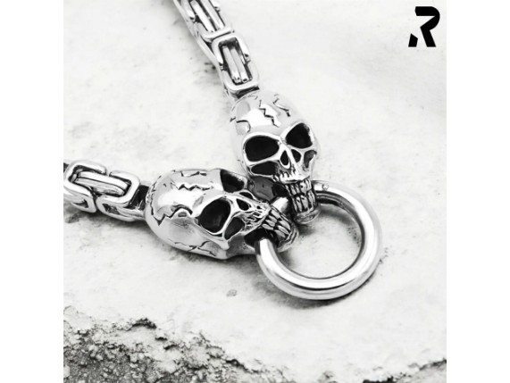 Dark Skull by Rockyfy Edestahl Totenkopf Halskette Koenigskette 6mm mit Totenkopfanhaenger 02