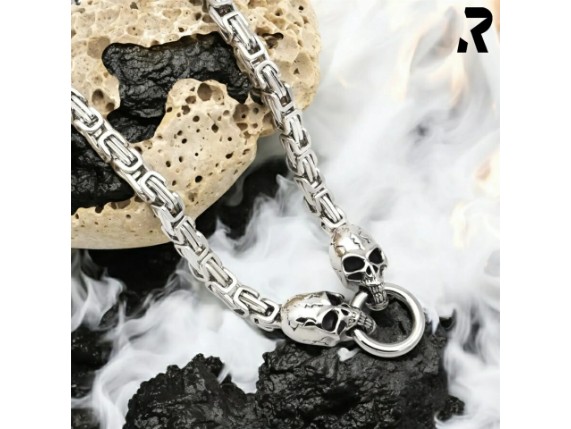 Dark Skull by Rockyfy Edestahl Totenkopf Halskette Koenigskette 6mm mit Totenkopfanhaenger 04