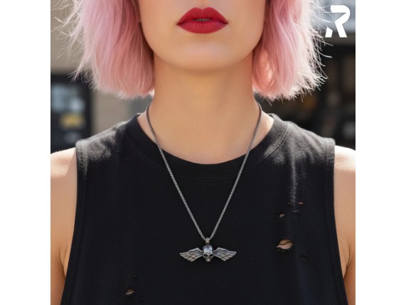 Rockiger Totenkopf Anhaenger mit Fluegel Kettenanhaenger Skull Silber Edelstahl Rockyfy Totenkopfschmuck 09_1920x1920