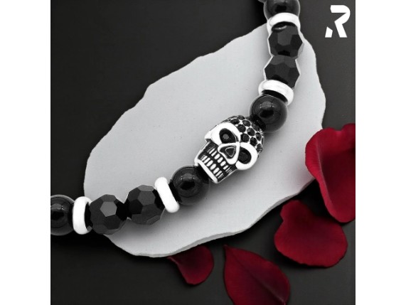 Rockiges Steinarmband mit Totenkopf schwarze Steinen Glitzersteine Rockyfy 12_1920x1920