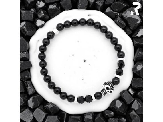 Rockiges Steinarmband mit Totenkopf schwarze Steinen Glitzersteine Rockyfy 13_1920x1920