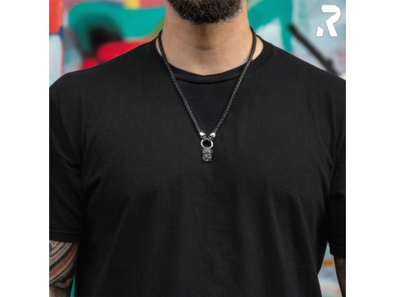 Rockyfy-Lederhalskette-Lederkette-Totenkopfkette-Lederschmuck-Rockerschmuck-Leder-Totenkopfanhaenger-Skullanhaenger-Black-Skull-03
