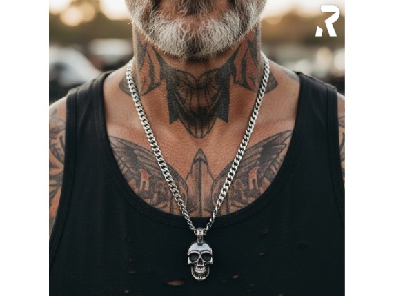 Totenkopf Anhaenger silber Edelstahl Kettenanhaenger Skull mit Kette Rockyfy Bikerschmuck Rockerschmuck 09_1920x1920