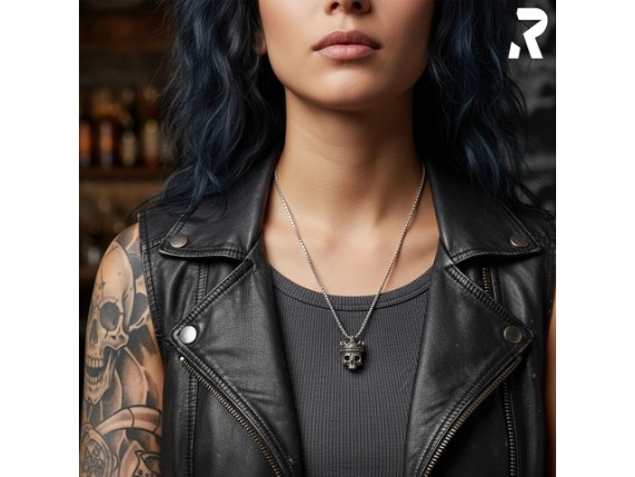 Totenkopf Anhaenger silber edelstahl mit Krone klein schwarze Schmucksteine Dead King Rockyfy 09_(1)_1920x1920