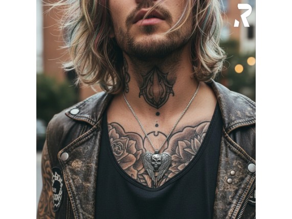 Totenkopf Flgel Anhnger flach aus Edelstahl Rockerschmuck Rockyfy 11_1920x1920