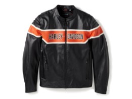 Lederjacke Trenton Riding schwarz/orange