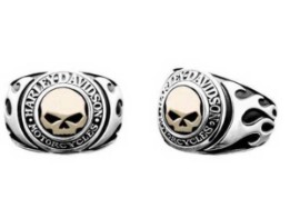 Ring Willie G Skull Flames with 14kt Gold 