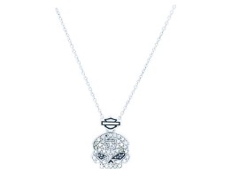 Harley-Davidson® Women's Marcasite & Black Bling Skull Necklace 