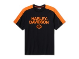 TEE-KNIT,BLACK/ORANGE COLORBLO