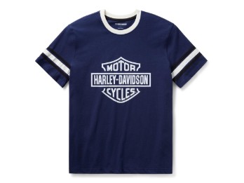 T-Shirt Essential Sleeve Stripe '03 dunkelblau meliert