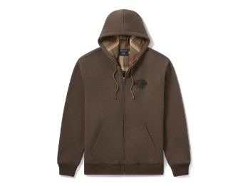 H-D American Classic Flannel Lined Zip Hoodie für Herren - Black Olive