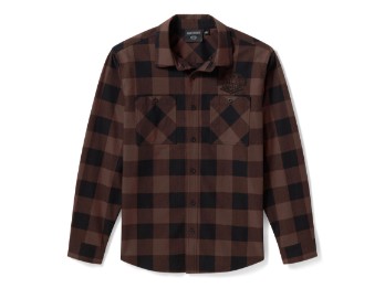 H-D American Classic Buffalo Check Flannel für Herren - Coffee & Harley Black