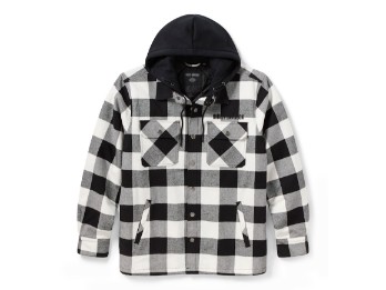 Traveler Hooded Shirt Jacket für Herren - Plaid - Cloud Dancer & Harley Black
