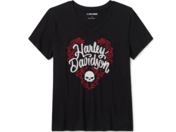 Damen-T-Shirt mit Strass-Verzierung (HD Roses)