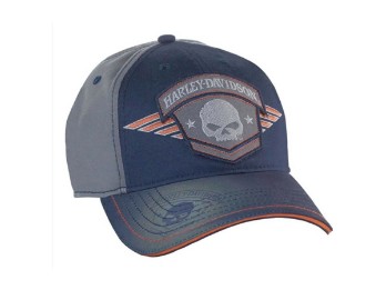 Baseball Cap Willie G Skull Badge Navy & Charcoal