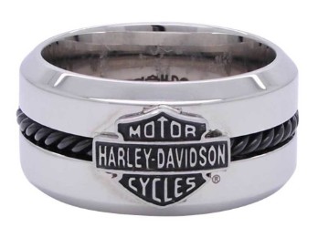 H-D Black Steel Wire Bar & Shield Ring