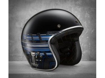 Helm Blue Graphic Black Gloss