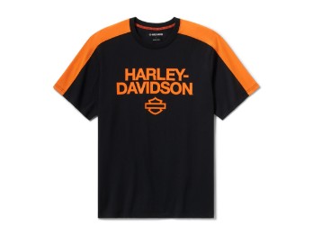 TEE-KNIT,BLACK/ORANGE COLORBLO
