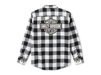 Flanell Hemd Bar & Shield Buffalo Check black & white