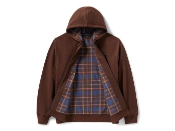 Zip Hoodie mit leichtem Flanell-Futter braun