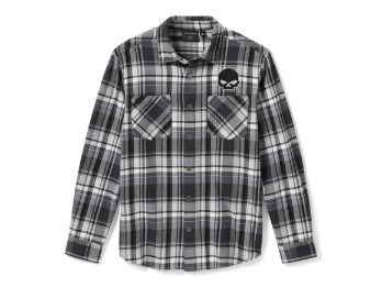 SHIRT-WOVEN,BLACK/GREY PLAID