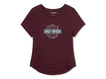 Beveled Bar & Shield Bling T-Shirt - Maroon Banner