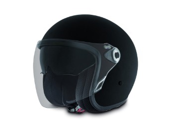 Motorradhelm Retro Jethelm Vangarde Schwarz Matt