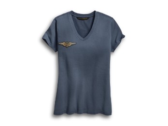 Embroidered Eagle V-Neck T-Shirt