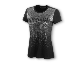 Metallic Print Front Black T-Shirt