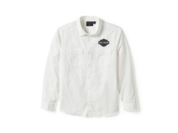 Hemd Bar & Shield Solid White 