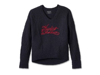 Damen Sweater Station V-Neck black