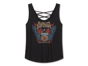 Damen Tanktop Bling H-D Road Trip – Schwarz