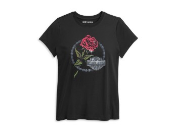 Damen T-Shirt Skull Rose